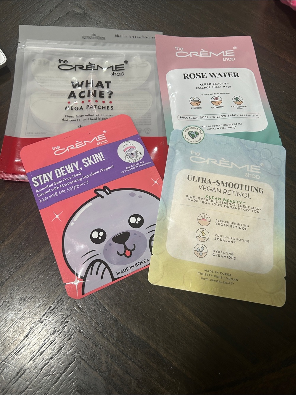 The Crème Shop Multi-Mask Skincare Set - Pink, White, Teal, Coral